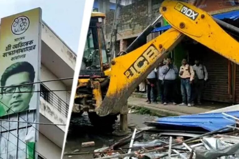अभिषेक बनर्जी के कथित अवैध दफ्तर पर चला बुलडोजर, तीन JCB से ढहाई जा रही पांच मंजिला इमारत